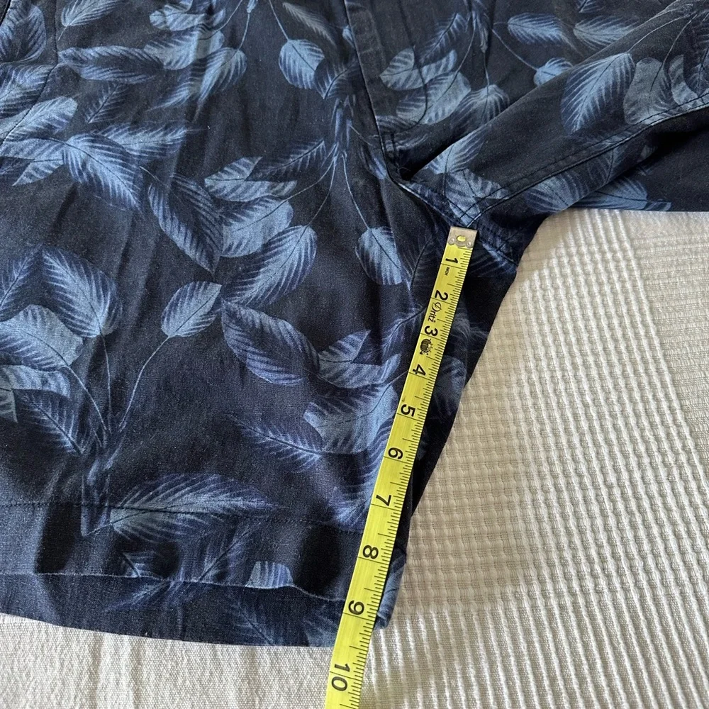 NWT J. Crew Linen Cotton Shorts Mens Navy Blue Floral Hawaiian Casual, Sz 38